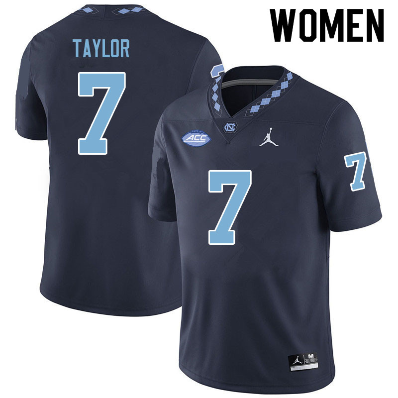 Women #7 Noah Taylor North Carolina Tar Heels College Football Jerseys Sale-Navy